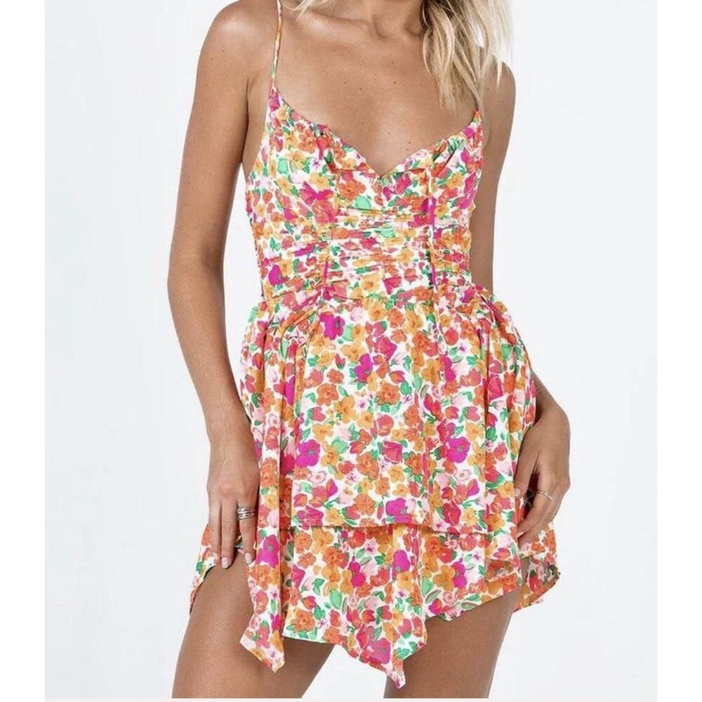Princess Polly Floral Multicolor Mini Dress Barrett Flirty Sexy Summer Size 2